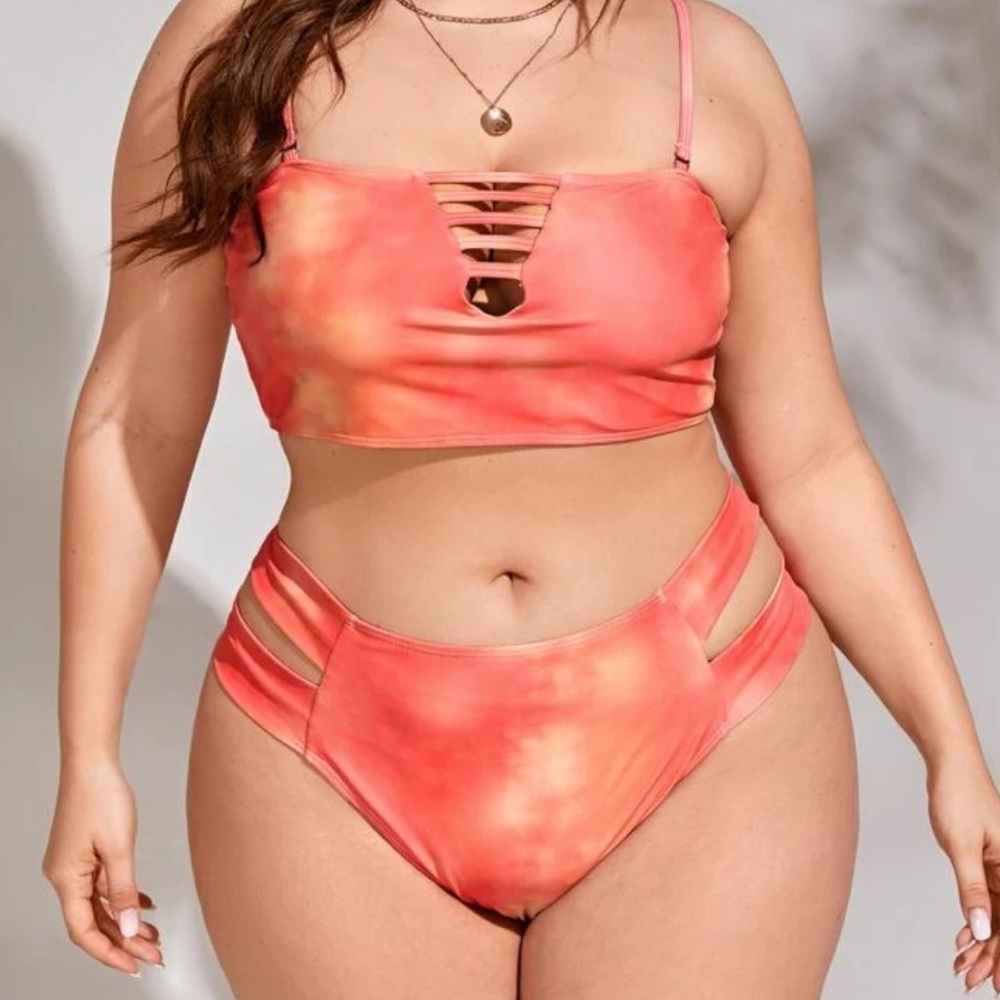Peachy Tie-Dye Plus Bikini